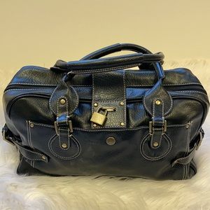 Avenue Navy Leather Tote Bag